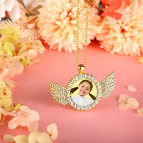 img 2 attached to 📸 Set of 6 Sublimation Blank Photo Necklaces with Round Wing Pendant for Men and Women - Picture Necklaces with Enhanced SEO