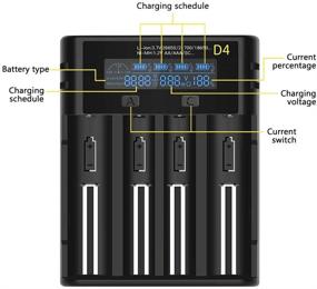 img 1 attached to 🔌 Smart USB Charger D4 for Rechargeable Batteries - Ni-MH Ni-Cd AA AAA C, Li-ion LiFePO4 TR IMR 18650 26650 14500 16340 18500 10440 18350 17670 RCR123a (4 Slots)