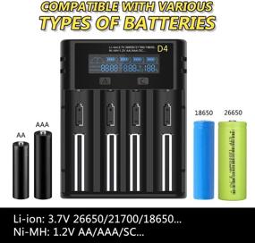 img 2 attached to 🔌 Smart USB Charger D4 for Rechargeable Batteries - Ni-MH Ni-Cd AA AAA C, Li-ion LiFePO4 TR IMR 18650 26650 14500 16340 18500 10440 18350 17670 RCR123a (4 Slots)