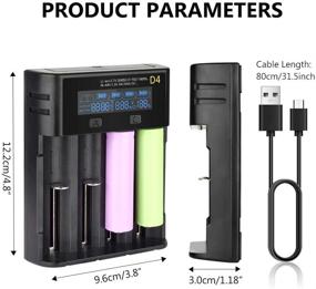 img 3 attached to 🔌 Smart USB Charger D4 for Rechargeable Batteries - Ni-MH Ni-Cd AA AAA C, Li-ion LiFePO4 TR IMR 18650 26650 14500 16340 18500 10440 18350 17670 RCR123a (4 Slots)