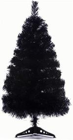 img 4 attached to 🎄 2ft Unlit Mini Artificial Black Christmas Tree - Ideal Xmas Decor for Home, Office, School - Tabletop Small Tree