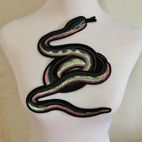 img 3 attached to 🐍 Snake Flower Embroidered Applique Patch: Unique Vintage Animal Patch for T-Shirt Jeans Decoration & DIY Garment Accessories (Green A)