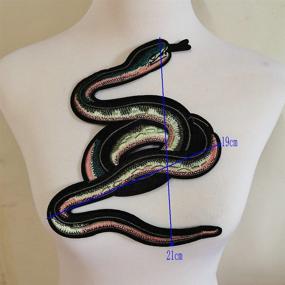 img 2 attached to 🐍 Snake Flower Embroidered Applique Patch: Unique Vintage Animal Patch for T-Shirt Jeans Decoration & DIY Garment Accessories (Green A)