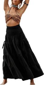 img 4 attached to Pockets Cotton Hippie Bohemian Elastic Women's Clothing and Skirts