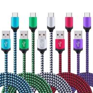 🔌 5-pack 6ft fast usb type c cable for samsung galaxy s21 s20 fe ultra s10 s10+ s9 s8 plus note 20 ultra 10 9 8 a51 a71, lg g5 g6 g7 g8 v20 v30 v60, lg stylo 4/5/6, google pixel 4/5 - phone charger cord logo