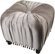 🛋️ modern textured fold silver ottoman with beaded trim tassels - jennifer taylor home gracie collection, hand tufted living room square ottoman logo