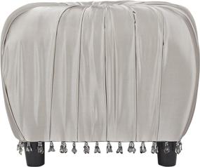 img 3 attached to 🛋️ Modern Textured Fold Silver Ottoman with Beaded Trim Tassels - Jennifer Taylor Home Gracie Collection, Hand Tufted Living Room Square Ottoman