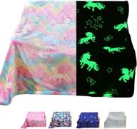 🌈 rainbow unicorn glow in the dark kids blanket - bood, girls' unicorn blanket, personalized christmas gifts for kids, soft furry plush throw blanket, girls' blankets and throws logo