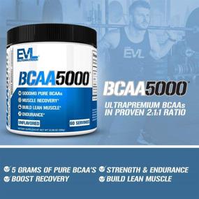 img 1 attached to 🏋️ Evlution Nutrition BCAA5000 Powder - 5g BCAAs for Peak Performance, Efficient Recovery, Extended Endurance, Muscle Growth, Ideal for Keto Diets, No Artificial Sweeteners, 60 Servings, Unflavored