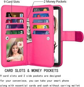 img 3 attached to Njjex For Galaxy Note 9 Wallet Case - Luxury PU Leather 📱 Flip Cover with 9 Card Slots, Detachable Kickstand, and Magnetic Closure - Rose Red