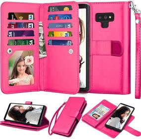 img 4 attached to Njjex For Galaxy Note 9 Wallet Case - Luxury PU Leather 📱 Flip Cover with 9 Card Slots, Detachable Kickstand, and Magnetic Closure - Rose Red