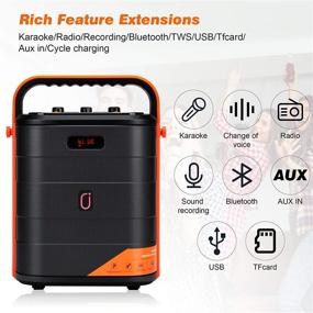 img 1 attached to 🎙️ Портативный микрофонный динамик JYX с Bluetooth 5.0: Перезаряжаемая система PA с FM-радио, пультом дистанционного управления, поддержкой TF-карты/USB