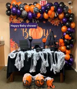 img 1 attached to 🎃 Halloween Balloon Arch Garland Kit 159pcs - Agate Grey Black Orange Purple Balloons, Spider Balloons, Long Balloon, 3D Bat Sticker - Ideal for Halloween Theme Party Background, Classroom Decorations by Bonropin