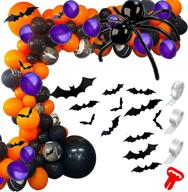 🎃 halloween balloon arch garland kit 159pcs - agate grey black orange purple balloons, spider balloons, long balloon, 3d bat sticker - ideal for halloween theme party background, classroom decorations by bonropin логотип