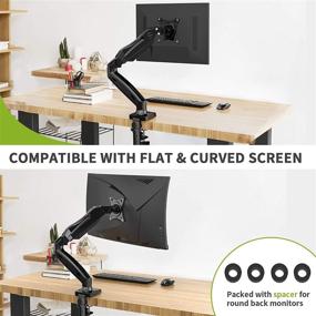 img 1 attached to 💻 AM alphamount Single Monitor Mount Stand: Adjustable Gas Spring Arm for 27 Inch Screens, Clamp/Grommet Mounting Base