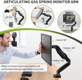 img 2 attached to 💻 AM alphamount Single Monitor Mount Stand: Adjustable Gas Spring Arm for 27 Inch Screens, Clamp/Grommet Mounting Base