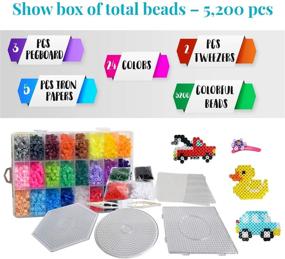 img 3 attached to 🎨 La Ban Collection Perler Beads Kit – 5,200 Pcs 5mm, 24 Vibrant Colors, Includes 3 Pegboards, 2 Tweezers, and 5 Ironing Papers. Ideal Gift for 5-12 Year Olds