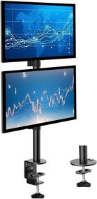 img 4 attached to 🖥️ HUANUO Vertical Dual Monitor Stand - Supports Two 13 to 32 Inch Computer Monitors with C Clamp and Grommet Base