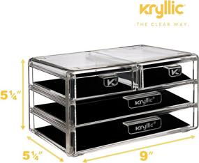 img 1 attached to 🔹 Krylic Makeup Organizer - Acrylic Drawer & Brush Holder. 4 Box Drawers for Creams, Nail polish, Lipstick & Brushes! Acrylic Storage Case for Cosmetics.