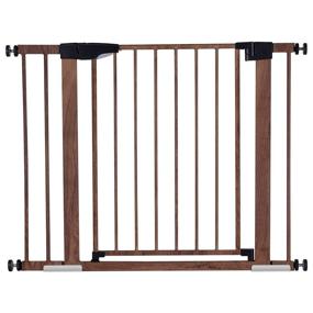 img 4 attached to 👶 Babelio Metal Baby Gate with Wood Pattern, 29-40" Easy Install Pressure Mounted Dog Gate for Stairs and Doorways - No Drilling, No Tools Required! Includes Wall Protectors and Extenders.