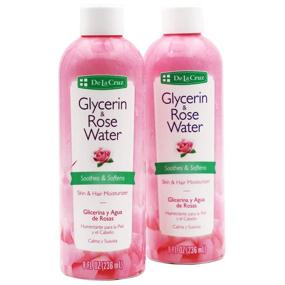 img 4 attached to De La Cruz Glycerin and Rose Water Skin Moisturizer with Rose Petal Extract – Soothes and 🌹 Softens Skin, with Vegetable Glycerin, No Parabens or Artificial Colors – 2-Pack, 2 Bottles of 8 FL Oz