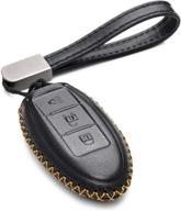 🔑 premium vitodeco leather smart key fob case for nissan versa, sentra, altima, maxima, rogue 2007-2022 - 3 buttons, black logo