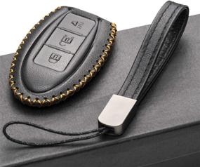 img 1 attached to 🔑 Premium Vitodeco Leather Smart Key Fob Case for Nissan Versa, Sentra, Altima, Maxima, Rogue 2007-2022 - 3 Buttons, Black