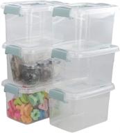 📦 6-pack of clear latching plastic storage bins with lids by joyeen - organizational boxes logo