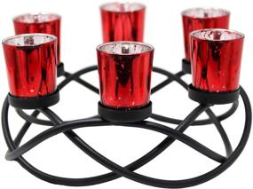 img 3 attached to 🕯️ Seraphic Coffee Table Tealight Candle Holder: Elegant Room Decor Centerpiece in Black with 6 Red Glass Votive Cups