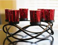 🕯️ seraphic coffee table tealight candle holder: elegant room decor centerpiece in black with 6 red glass votive cups logo