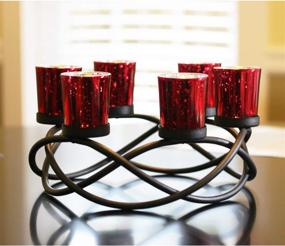 img 2 attached to 🕯️ Seraphic Coffee Table Tealight Candle Holder: Elegant Room Decor Centerpiece in Black with 6 Red Glass Votive Cups