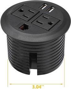 img 3 attached to 💻 BTU Desktop Power Grommet with USB Ports, AC Outlets, CAT6 & 10ft Extension Cords - Ideal for Computer, Table, Kitchen, Office, Home, Hotel (Black)