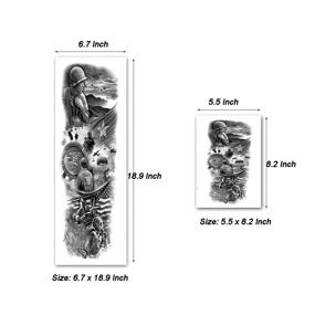 img 2 attached to War-style Temporary Military Sleeve Tattoos: 4-Sheet Large Full Arm and 4-Sheet Half Arm Designs for Women and Men