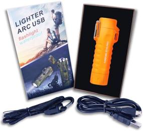 img 4 attached to MENG ZHI AO Double Arc Plasma Lighter + LED Flashlight - Waterproof & USB Rechargeable - Windproof Flameless Lighter Ideal for Camping, Hiking, Fire Starting (Orange)