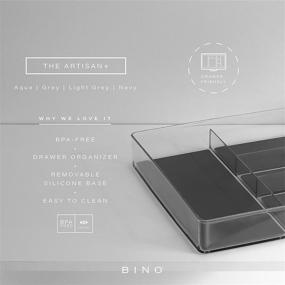 img 3 attached to 🗄️ BINO 5-Section Grey Plastic Drawer Organizer Bin with Soft-Grip Lining and Non-Slip Rubber Feet - THE ARTISAN+ Multi-Purpose Storage for Desk, Vanity, and More - Durable and BPA-Free