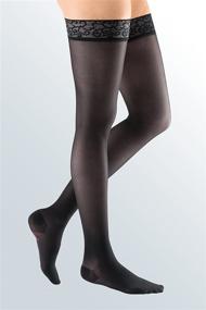 img 3 attached to 🧦 medi Sheer & Soft Women's Compression Thigh Highs with Lace Top-Band - Ebony, III, Standard (20-30 mmHg)