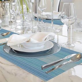 img 1 attached to 🍽️ 6-Piece Set of Washable Fabric Placemats for Dining Table, Heat Resistant and Non-Slip PVC Waterproof Woven Vinyl Mats – Ideal for Home Kitchen, Restaurant, Christmas Party Decorations