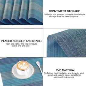 img 3 attached to 🍽️ 6-Piece Set of Washable Fabric Placemats for Dining Table, Heat Resistant and Non-Slip PVC Waterproof Woven Vinyl Mats – Ideal for Home Kitchen, Restaurant, Christmas Party Decorations