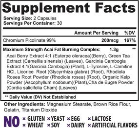 img 1 attached to 🔥 Acai Quick Burn - Powerful Natural Fat Burner Supplement for Men and Women with Acai Berry, Garcinia Cambogia, and Green Tea Extract - Enhanced Appetite Suppression and Metabolism Boost (60 Capsules)