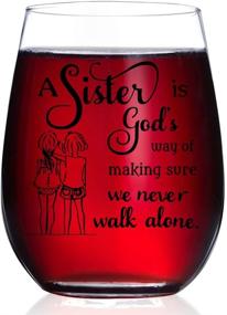 img 1 attached to 👯 Sister Gifts from Sister - 15oz Wine Glass, Mother's Day, Christmas Birthday Gifts for Sister - Ensuring We're Never Alone: A Sister's God-Sent