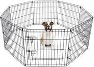 foldable metal pet dog playpen - portable puppy exercise pen & fence for small dog, travel, camping - 8 panel, 24x24 inches логотип