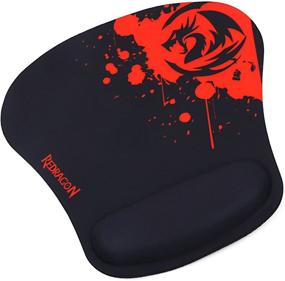 img 3 attached to Коврик для мыши Redragon P020 Gaming - поддержка подлокотника с подушкой из пены с памятью, черного и красного цвета - улучшенная толстая версия, водонепроницаемый, пиксельно-точный, оптимизирован для всех уровней чувствительности мыши, подходит для MMO-датчиков.