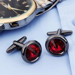 img 1 attached to 💎 Swarovski Crystal Cufflinks: Exquisite Men's Accessories for Cuff Links, Shirt Studs & Tie Clips by HAWSON