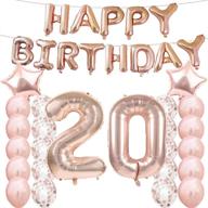 🎉 20th birthday decorations party supplies: rose gold balloons, number 20 mylar balloon & latex balloon decoration - sweet 20th birthday for girls, photo props логотип