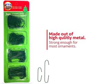 img 1 attached to 🎄 300 Pack Green Metal Wire Ornament Hooks for Christmas Tree Decoration - R'ND Christmas Tree Decorating Hangers for Hanging Ornaments