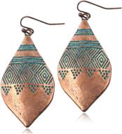 🌟 andpai unique handmade bohemian engraved pattern hammered shield vintage gold silver earrings: stunning dangle drop jewelry for women and girls logo