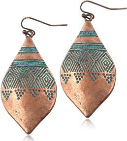 img 4 attached to 🌟 Andpai Unique Handmade Bohemian Engraved Pattern Hammered Shield Vintage Gold Silver Earrings: Stunning Dangle Drop Jewelry for Women and Girls