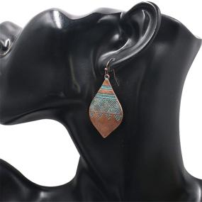 img 2 attached to 🌟 Andpai Unique Handmade Bohemian Engraved Pattern Hammered Shield Vintage Gold Silver Earrings: Stunning Dangle Drop Jewelry for Women and Girls