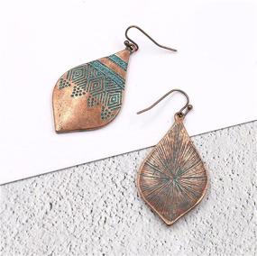 img 1 attached to 🌟 Andpai Unique Handmade Bohemian Engraved Pattern Hammered Shield Vintage Gold Silver Earrings: Stunning Dangle Drop Jewelry for Women and Girls