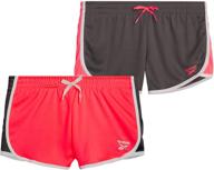 🩳 2 pack of reebok girls' lightweight athletic mesh gym shorts – ideal for active girls logo